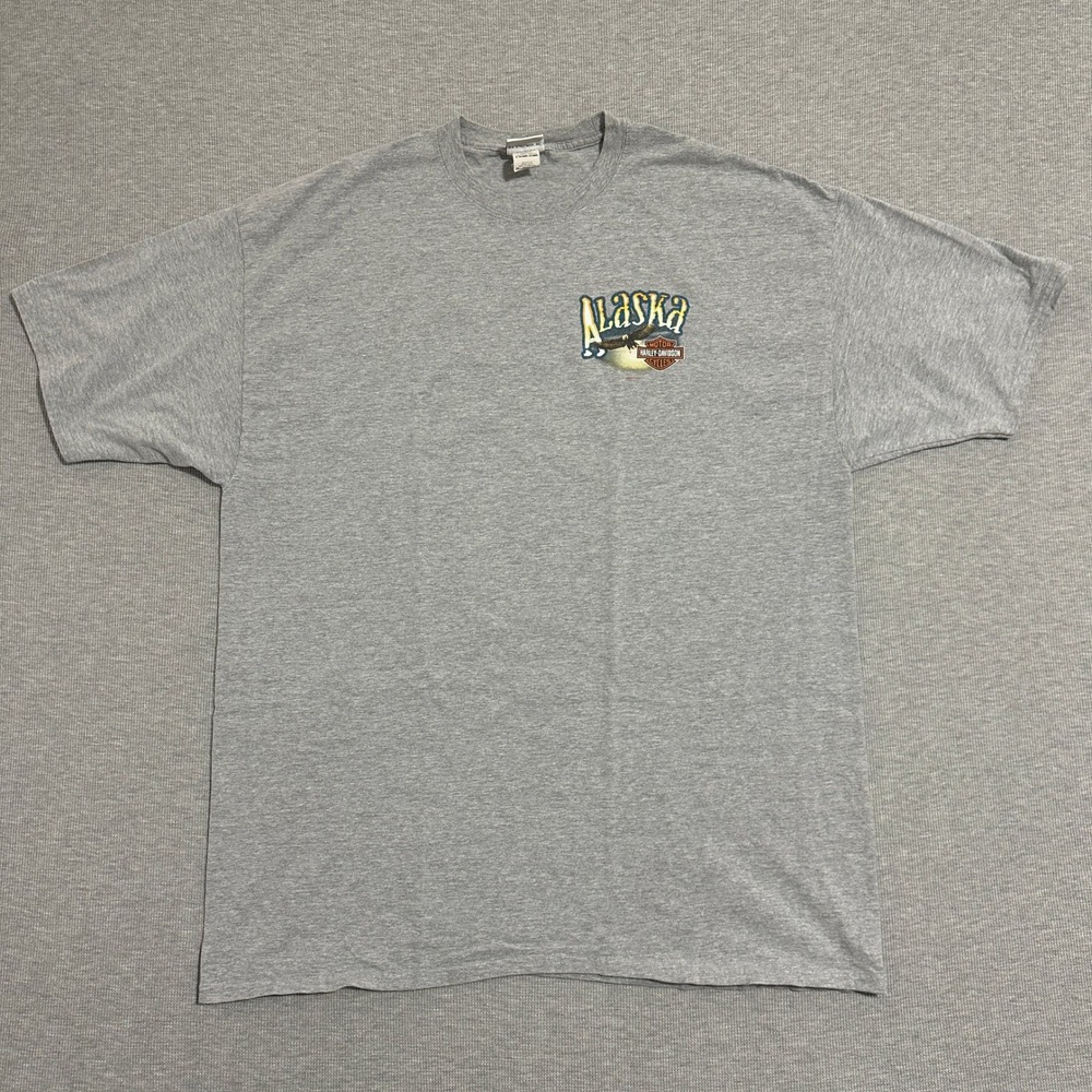 Harley-Davidson Alaska Fairbanks T-Shirt  Biker Graphic 2007 Eagle Mens Gray 3XL